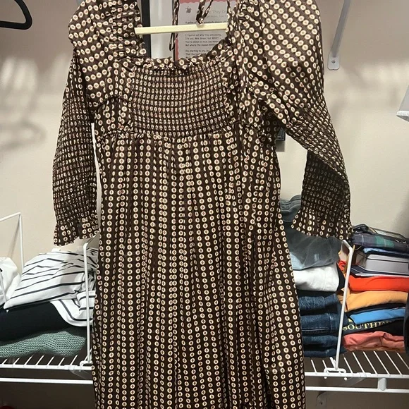 Free People Long Sleeve Dress with Cream Circles - Picture 2 of 2